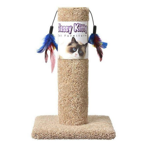 Classy Kitty Cat Scratching Post with Feathers - 17.5" High (Assorted Colors) - Giftscircle