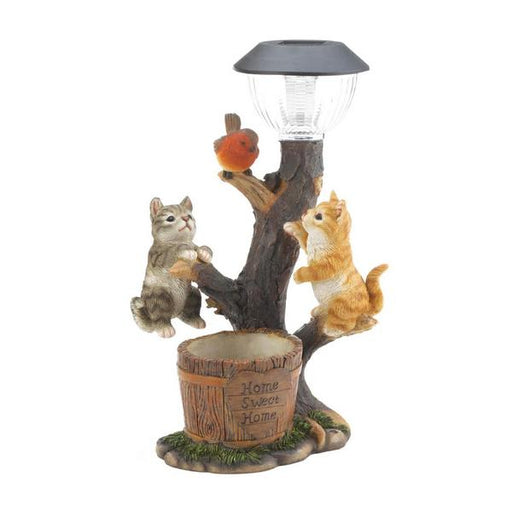Climbing Cats with Bird Solar Garden Light with Flower Pot - Giftscircle