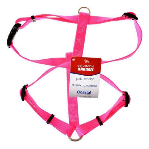 Coastal Pet Nylon Adjustable Harness - Neon Pink - Medium (Girth Size 18"-30") - Giftscircle