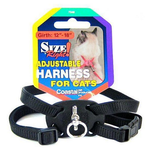 Coastal Pet Size Right Nylon Adjustable Cat Harness - Black - Girth Size 12"-18" - Giftscircle