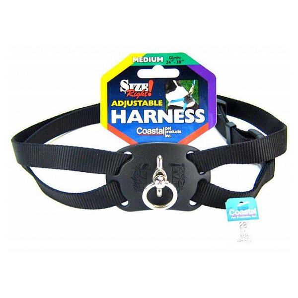 Coastal Pet Size Right Nylon Adjustable Harness - Black - Medium (Girth Size 24"-30") - Giftscircle