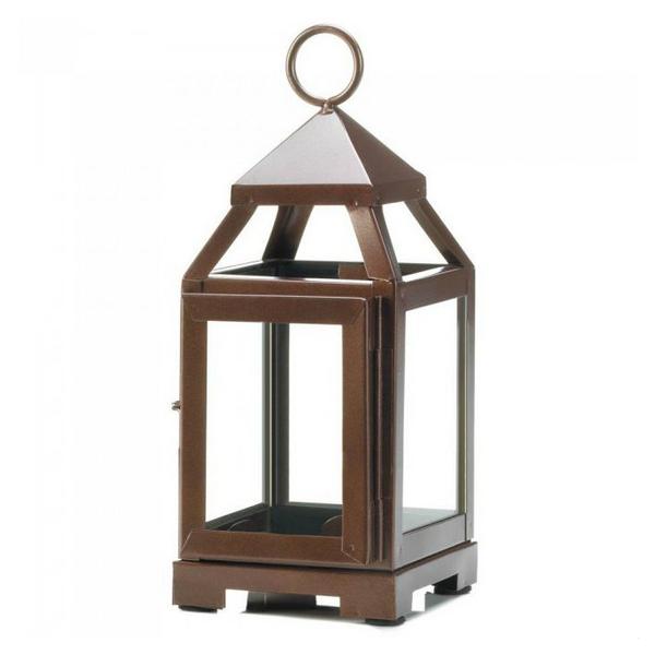 Contemporary Copper Candle Lantern - 9 inches - Giftscircle