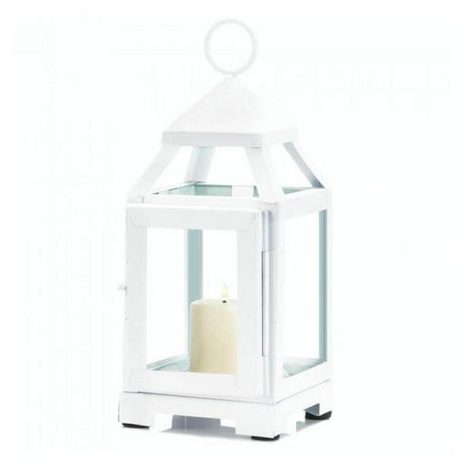 Contemporary White Candle Lantern - 9 inches - Giftscircle