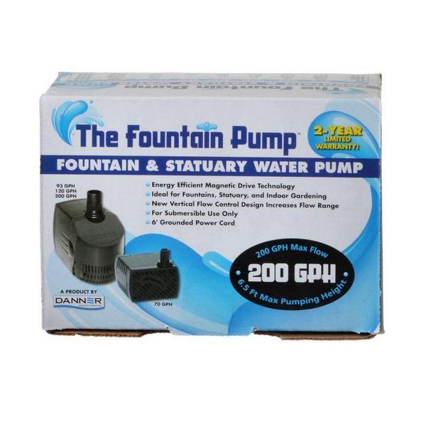 Danner Fountain Pump Magnetic Drive Submersible Pump - SP-200 (200 GPH) with 6' Cord - Giftscircle