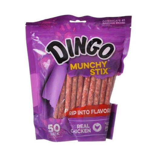Dingo Munchy Stix Chicken & Rawhide Chews (No China Sourced Ingredients) - 50 Pack - (5" Sticks) - Giftscircle