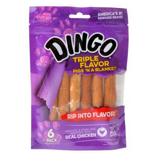 Dingo Triple Flavor Pigs 'n a Blanket Dog Treats with Real Chicken - 6 Pack - 4 oz - Giftscircle