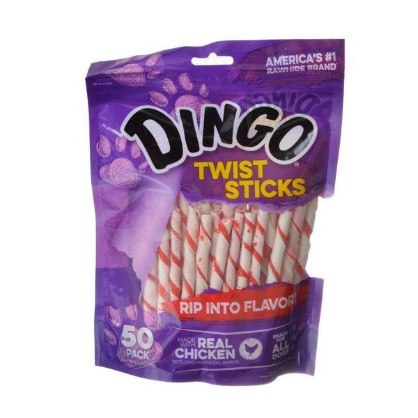 Dingo Twist Sticks Rawhide Chew with Chicken in the Middle - 6" Long (50 Pack) - Giftscircle