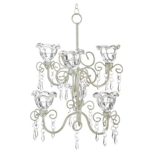 Distressed Ivory Tiered Candle Chandelier - Giftscircle