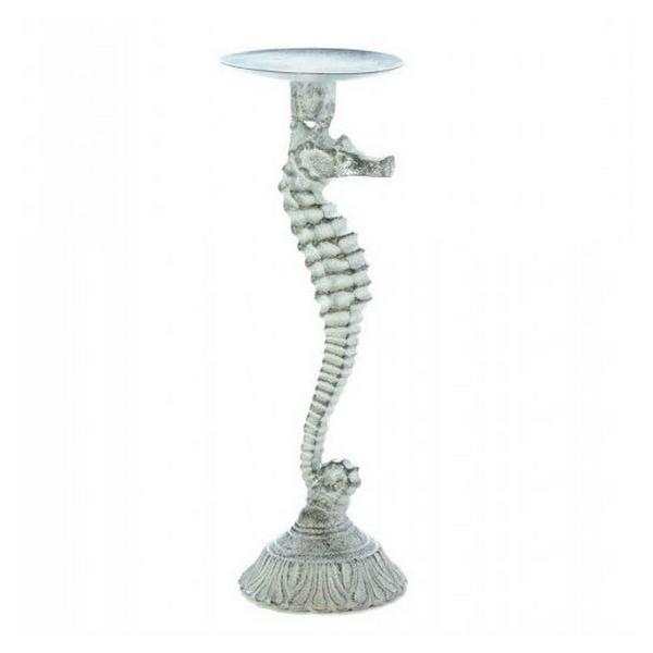 Distressed-Look Metal Seahorse Candle Holder - 11 inches - Giftscircle