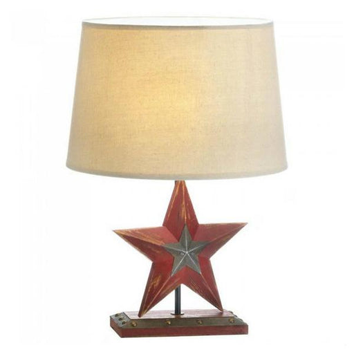 Distressed-Look Red Star Country Table Lamp - Giftscircle