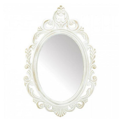 Distressed Vintage-Look Ornate White Mirror - Giftscircle