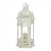 Distressed White Metal Lantern with Floral Cutouts - 12 inches - Giftscircle