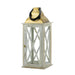 Distressed White Wood Candle Lantern with Gold Top - 24.5 inches - Giftscircle