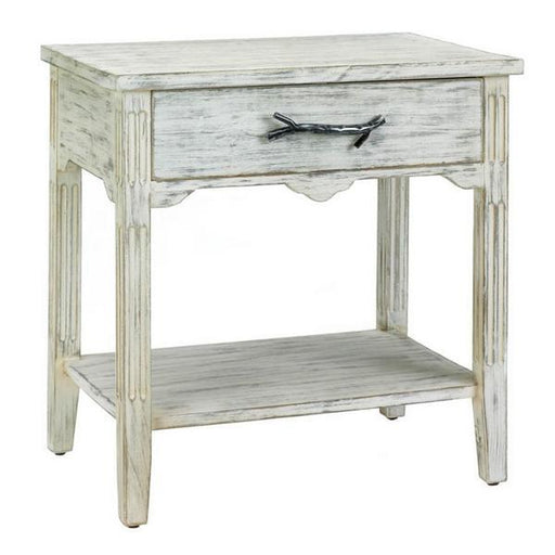 Distressed Wood End Table with Metal Twig Handle - Giftscircle