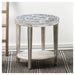 Distressed Wood Round Side Table with Metal Top - Giftscircle
