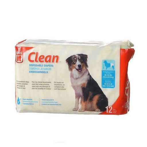 Dog It Clean Disposable Diapers - Large - 12 Pack - 35-55 lb Dogs - (18-22.5" Waist) - Giftscircle