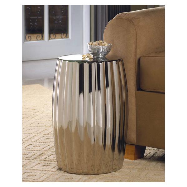 Dramatic Silver Ceramic Stool or Side Table - Giftscircle