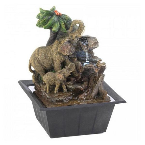 Elephants and Palm Tree Scene Tabletop Water Fountain - Giftscircle