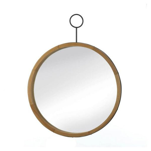 Eva Round Wood-Frame Mirror with Round Hook - Giftscircle