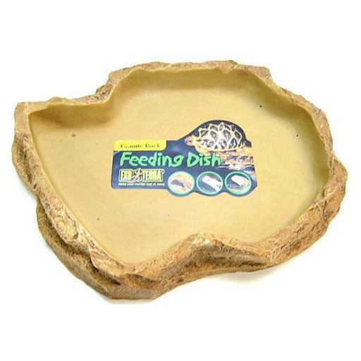 Exo-Terra Granite Rock Reptile Feeding Dish - X-Large - 11"L x 8"W x 1.5"H - Giftscircle