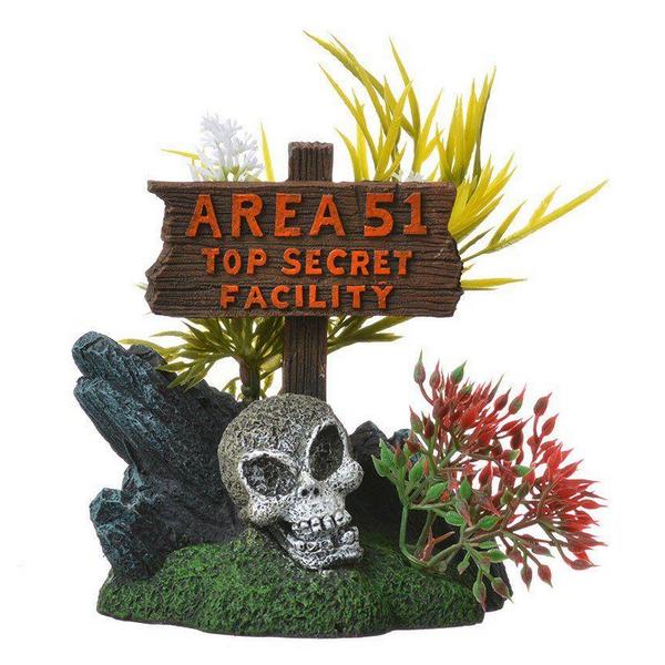 Exotic Environments Area 51 Top Secret Sign Aquarium Ornament - 3"L x 4.25"W x 5.25"H - Giftscircle