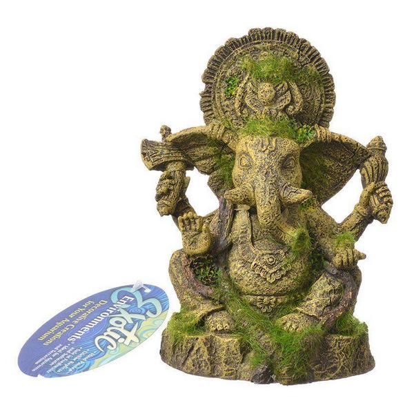 Exotic Environments Ganesha Statue with Moss Aquarium Ornament - 4.75"L x 4"W x 6.25"H - Giftscircle