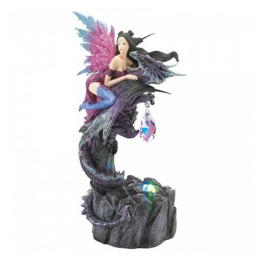 Fairy and Dragon Figurine with Crystal and Light - Giftscircle