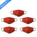 Fancy Cloth Face Mask Holly Red & Gold Pack of 5 by Giftscircle - Giftscircle