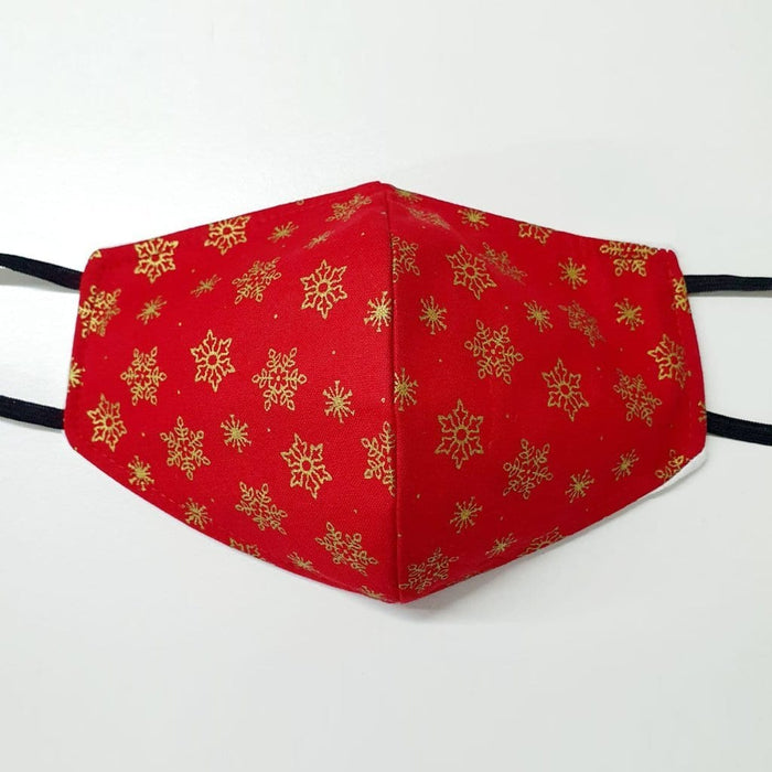 Fancy Cloth Face Mask Snowflakes Red & Gold 1 Each by Giftscircle - Giftscircle
