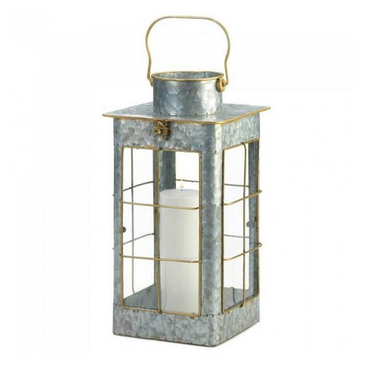 Farmhouse Galvanized Metal Candle Lantern - 17 inches - Giftscircle