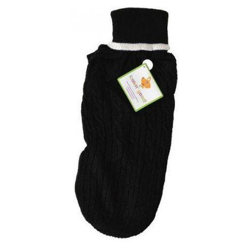 Fashion Pet Cable Knit Dog Sweater - Black - Medium (14"-19" From Neck Base to Tail) - Giftscircle
