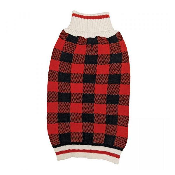 Fashion Pet Plaid Dog Sweater - Red - Medium (14"-19" Neck to Tail) - Giftscircle