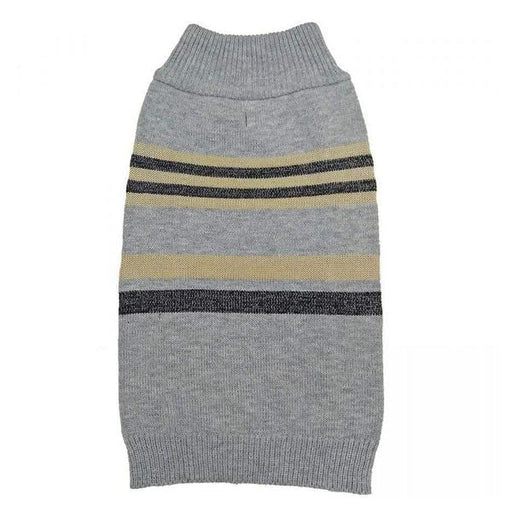 Fashion Pet Shimmer Stripes Dog Sweater - Gray - Medium (14"-19" Neck to Tail) - Giftscircle