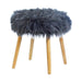 Faux Fur Stool with Wood Legs - Gray - Giftscircle