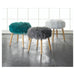 Faux Fur Stool with Wood Legs - Turquoise - Giftscircle