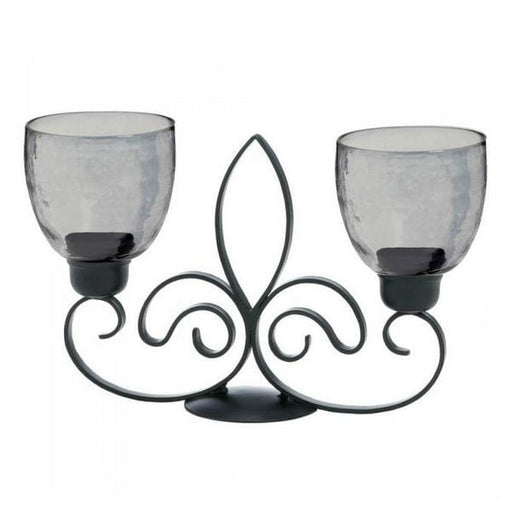 Fleur de Lis Metal Double Candle Stand - Giftscircle