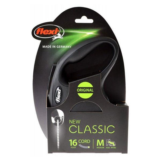 Flexi New Classic Retractable Cord Leash - Black - Medium - 16' Cord (Pets up to 44 lbs) - Giftscircle