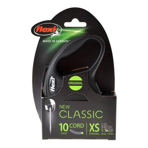 Flexi New Classic Retractable Cord Leash - Black - X-Small - 10' Cord (Pets up to 18 lbs) - Giftscircle