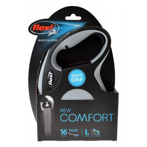 Flexi New Comfort Retractable Tape Leash - Gray - Large - 16' Tape (Pets up to 132 lbs) - Giftscircle