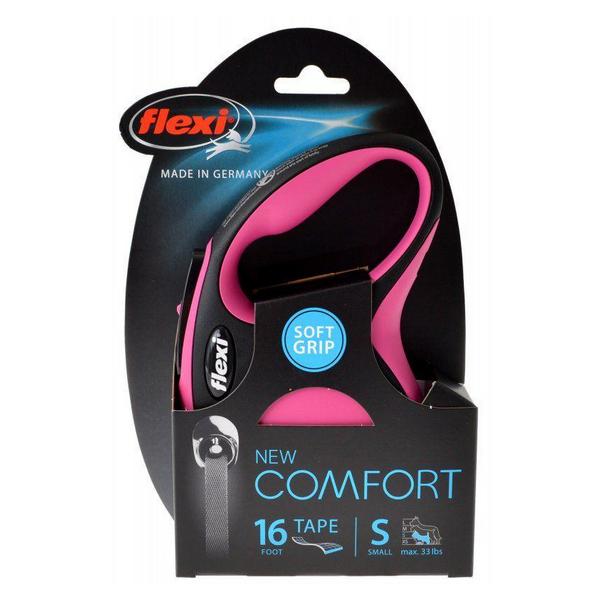 Flexi New Comfort Retractable Tape Leash - Pink - Small - 16' Tape (Pets up to 33 lbs) - Giftscircle