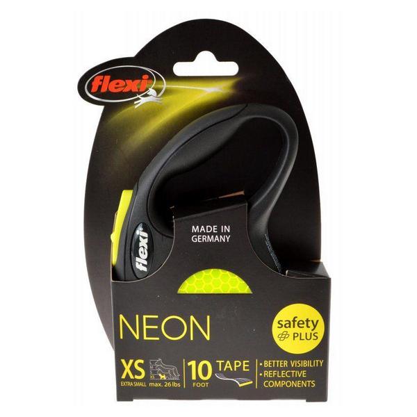 Flexi New Neon Retractable Tape Leash - X-Small - 10' Tape (Pets up to 26 lbs) - Giftscircle