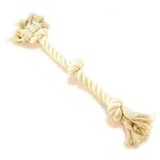 Flossy Chews 3 Knot Tug Toy Rope for Dogs - White - Medium (20" Long) - Giftscircle