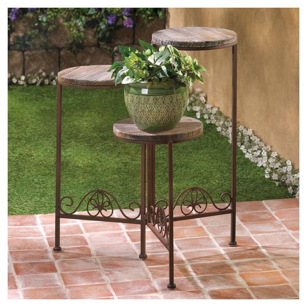 Folding Wood-Top Multi-Level Plant Stand - Giftscircle