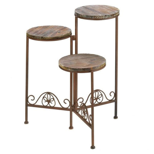 Folding Wood-Top Multi-Level Plant Stand - Giftscircle
