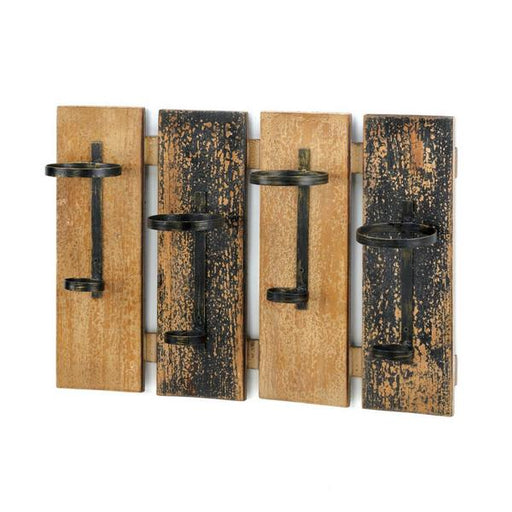 Four-Bottle Rustic Wood Wall-Mounted Wine Rack - Giftscircle