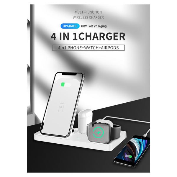 Four in One folding Fast wireless charger station (10W) - Giftscircle
