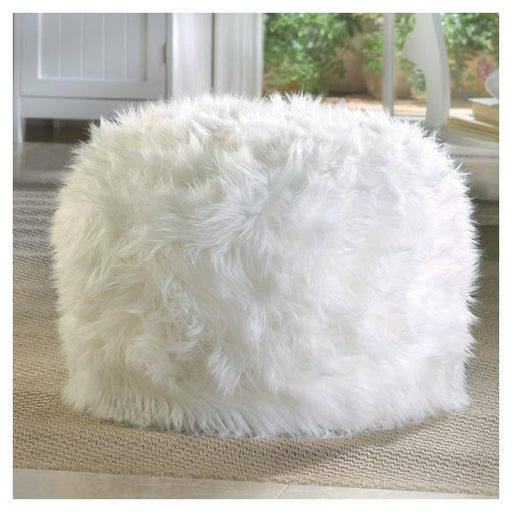 Furry White Ottoman Pouf or Seat - Giftscircle