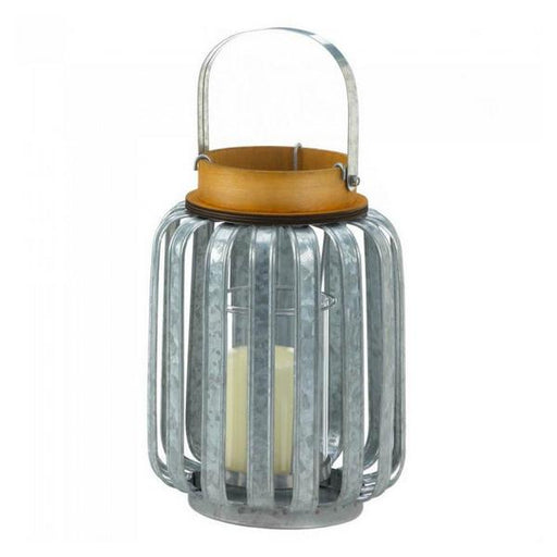 Galvanized Metal Slats Candle Lantern - 10.5 inches - Giftscircle