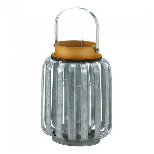 Galvanized Metal Slats Candle Lantern - 10.5 inches - Giftscircle