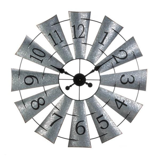 Galvanized Metal Windmill Wall Clock - Giftscircle